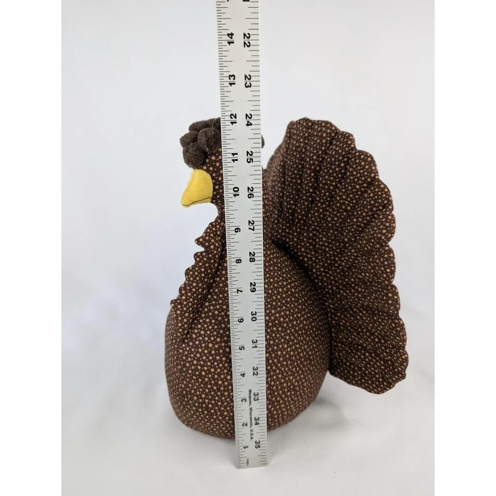 Vtg Handmade Quilted Judgy Chicken Bird Hen Turkey Weighted Doorstop Cottagecore